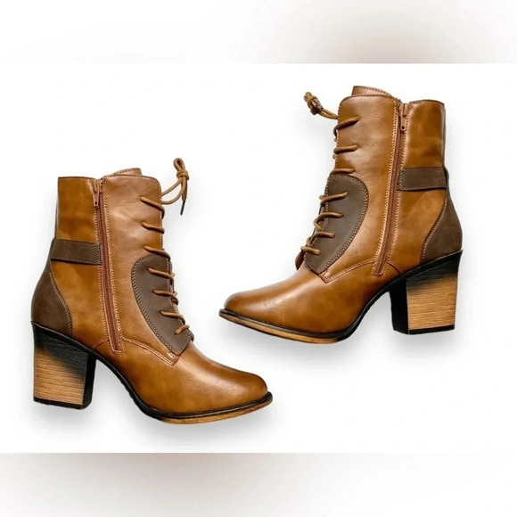 NEW Pierre Dumas Ravenna Two-Tone Faux Leather Boots - Picture 2 of 5